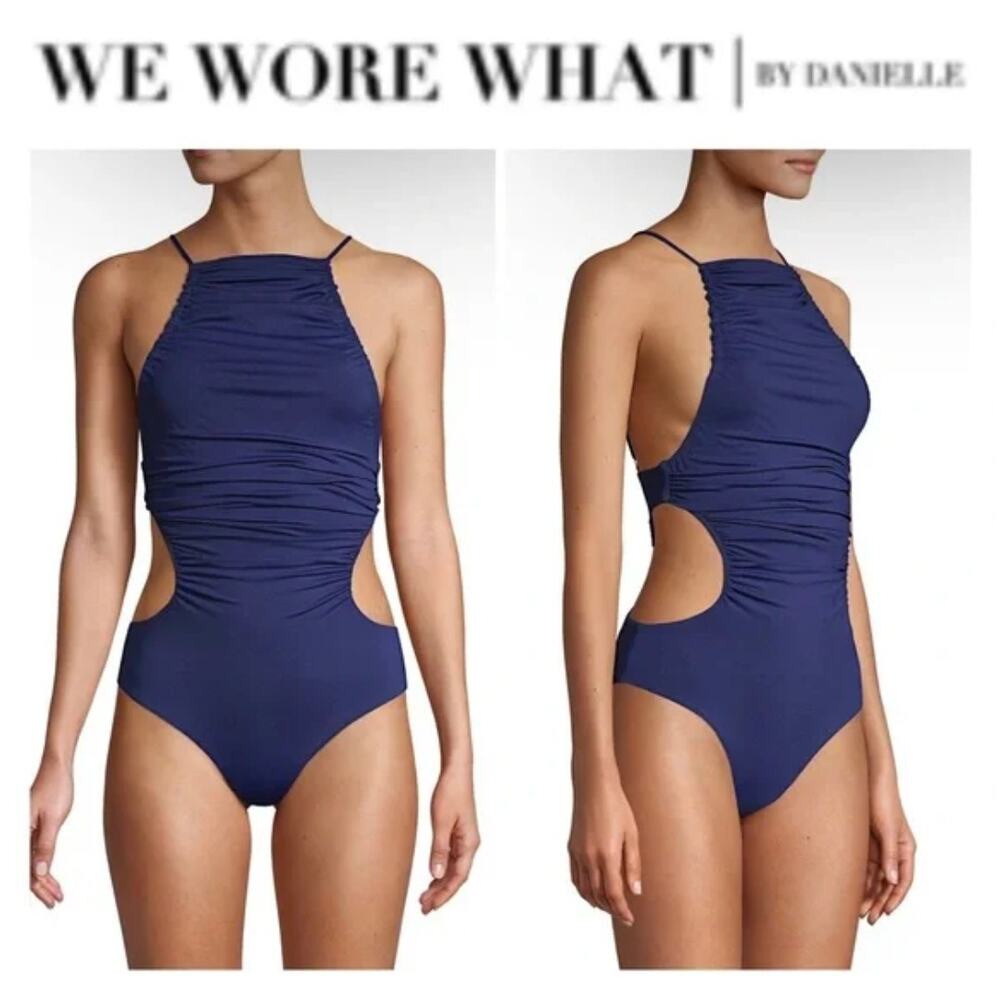 WeWoreWhat one-piece swimsuit with a ruched high neck